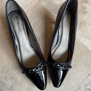 Elegant Black Chain Detail Women's Pumps, Size 9,